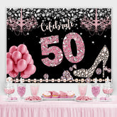 Toile de fond joyeux 50e anniversaire de ballon scintillant et bokeh